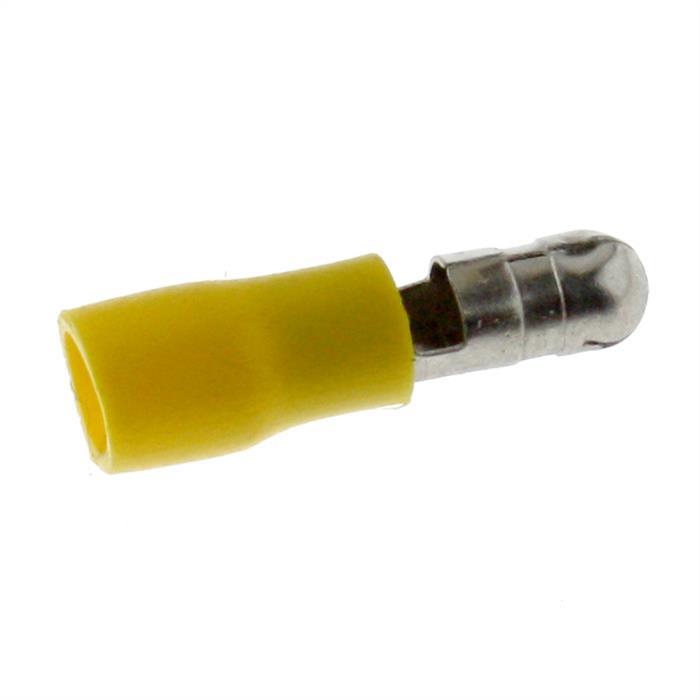 25x Round plug fully insulated 4-6mm² Pin diameter 5mm Yellow Connectors Tin