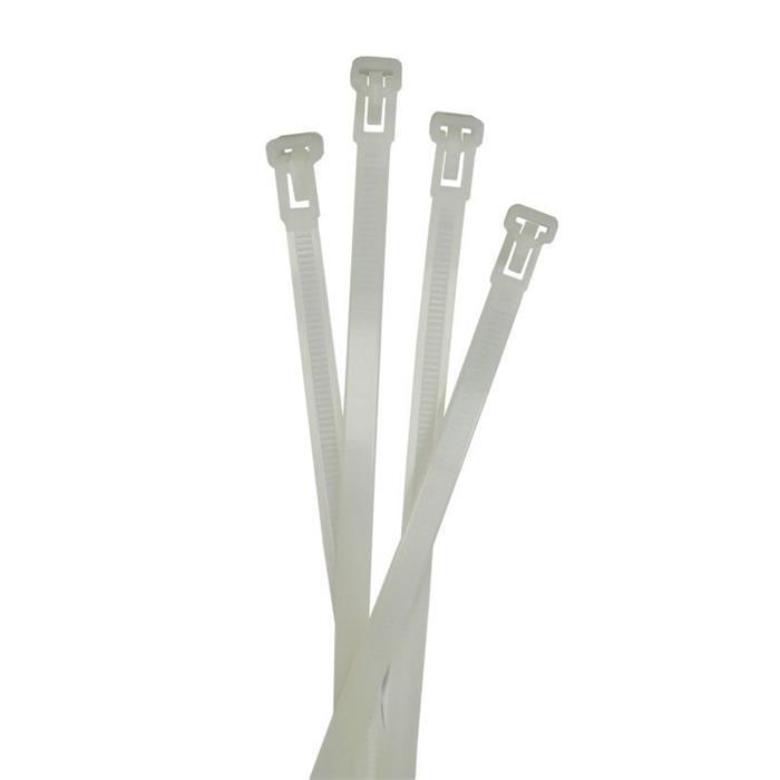 100x Kabelbinder Wiederverwendbar 200 x 7,6mm Weiß Natur 22kg PA6.6 Polyamid Industriequalität