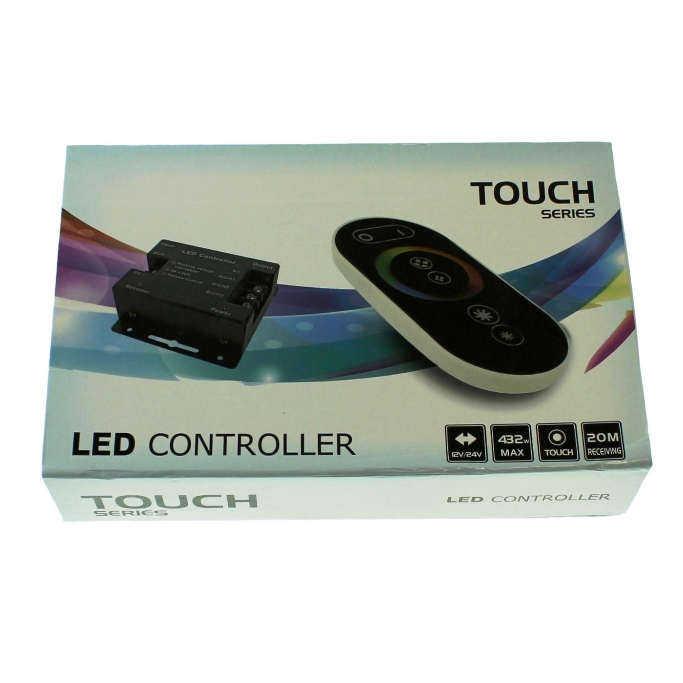 RGB LED Touch RF 6Key Controller schwarz 12...24V 144W für Farbwechsel Streifen 4-Pin