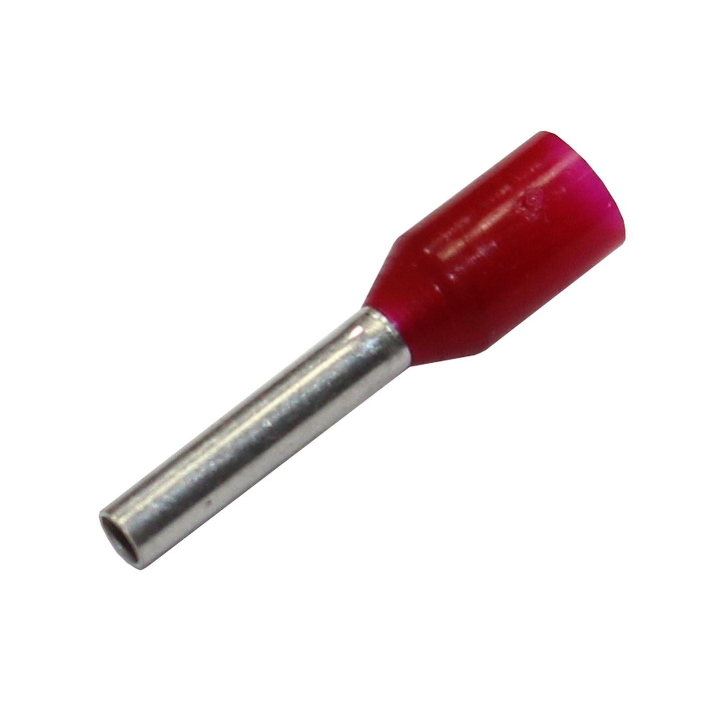 100x Wire end ferrule isolated 1mm² Red Copper tinned 1,4x8mm Sleeve