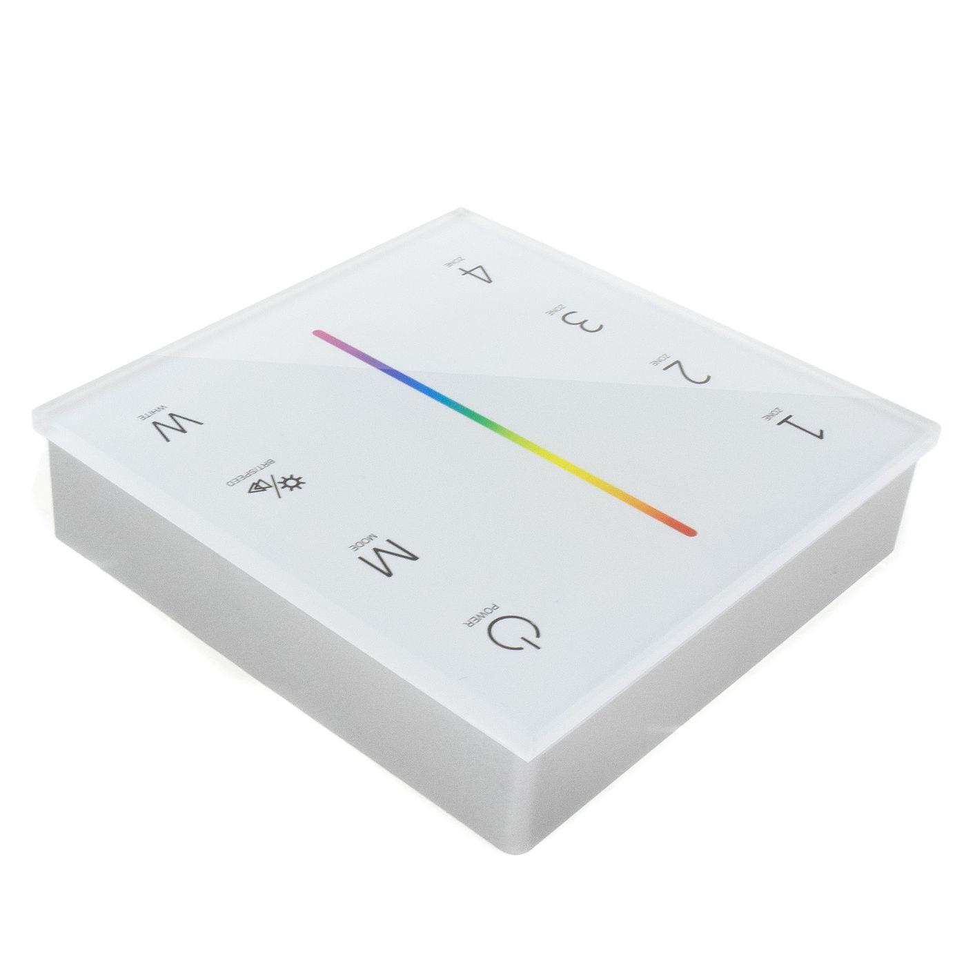 Elegance RGB RGBW LED 4-Zone Wall Touch Panel Controller Battery for colour changing strips 4-Pin + 5-Pin