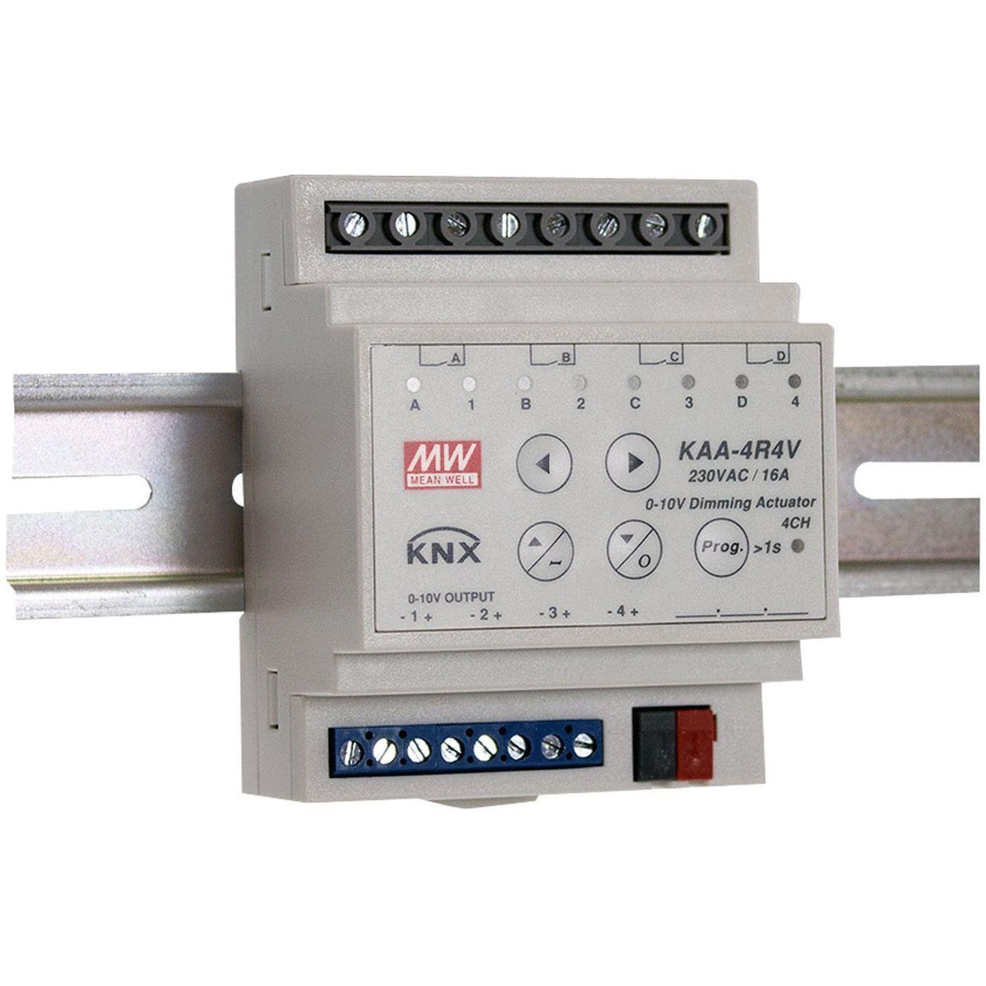 KNX 4 Channel Dimming actuator MEAN WELL KAA-4R4V-10 4 Channels per 10A LED Dimmer 0-10V