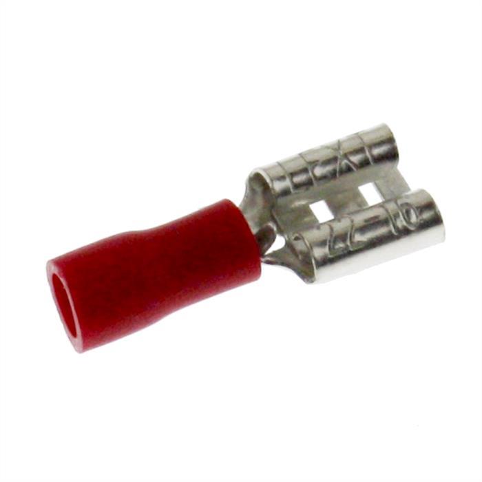 25x Flat receptacle partially insulated 0,5-1,5mm² Plug-in dimension 0,8x6,4mm Red for flat plug Brass tinned