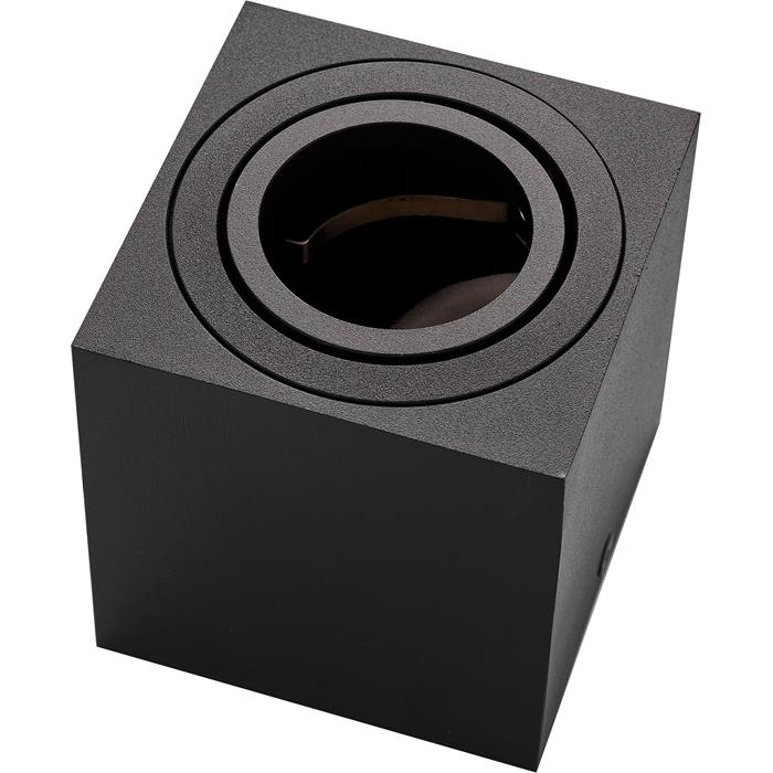LED Surface mount frame Square 80x80x84mm Black Aluminium Swivelling Spot GU10 MR16