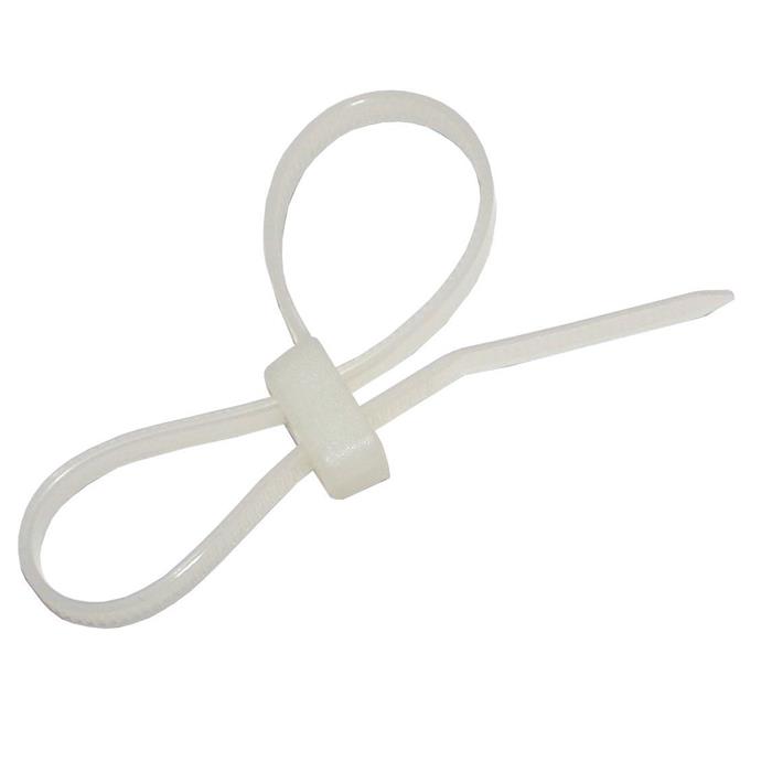 100x Cable tie Double head 200 x 4,8mm White Natural 22kg PA6.6 Polyamide Industrial quality