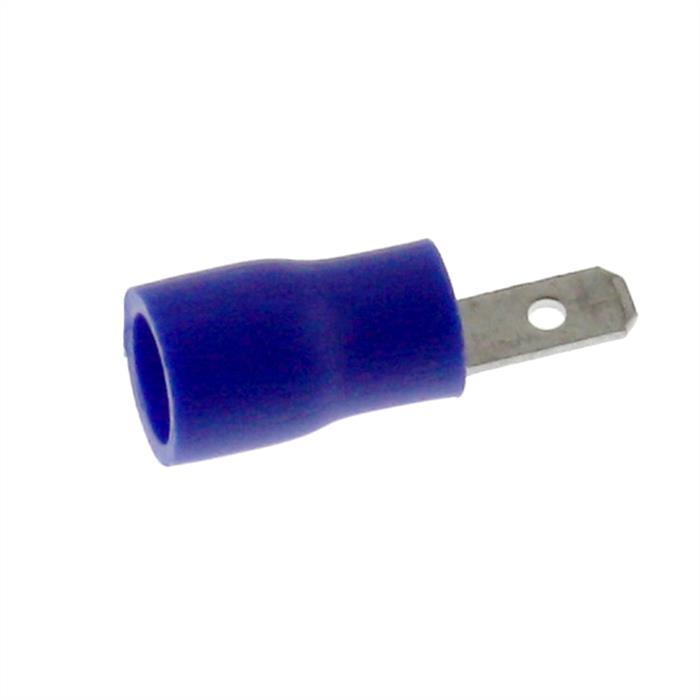 25x Flat plug partially insulated 1,5-2,5mm² Plug-in dimension 0,8x2,8mm Blue Connectors Brass tinned