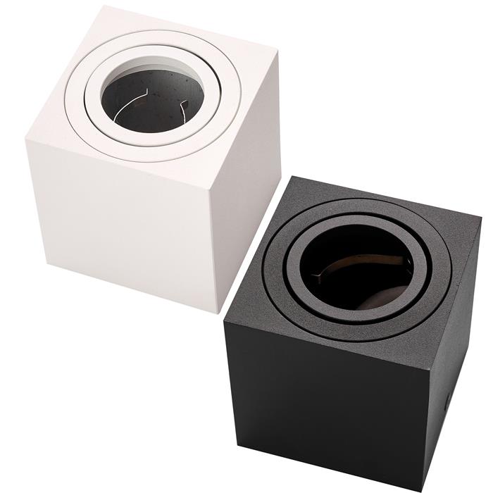 LED Aufbaurahmen Quadratisch 80x80x84mm Aluminium Schwenkbar Spot GU10 MR16