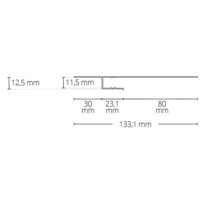 2m LED profile TBP2.1 White 133,1x12,5mm Aluminium Drywall profile for 11mm LED strips
