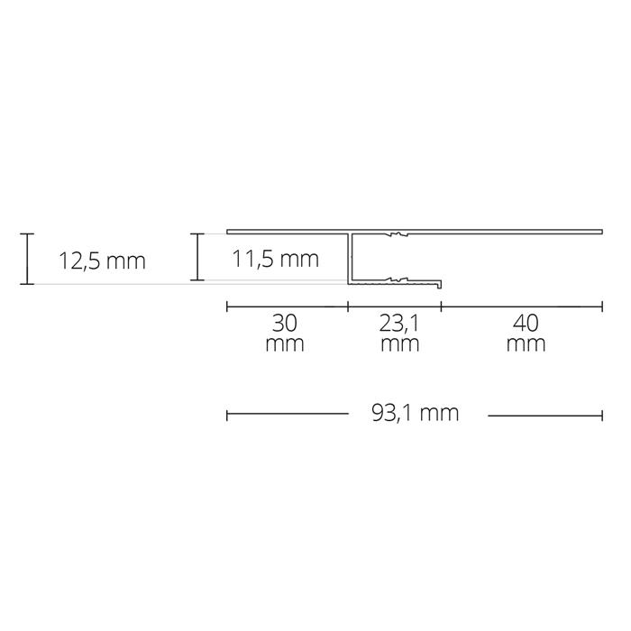 2m LED Profil TBP2 Silber 93,1x12,5mm Aluminium Trockenbauprofil für 11mm LED Streifen