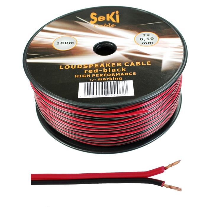 100m Speaker cables 2x 0,5mm² Red Black Audio cable Box housing cable