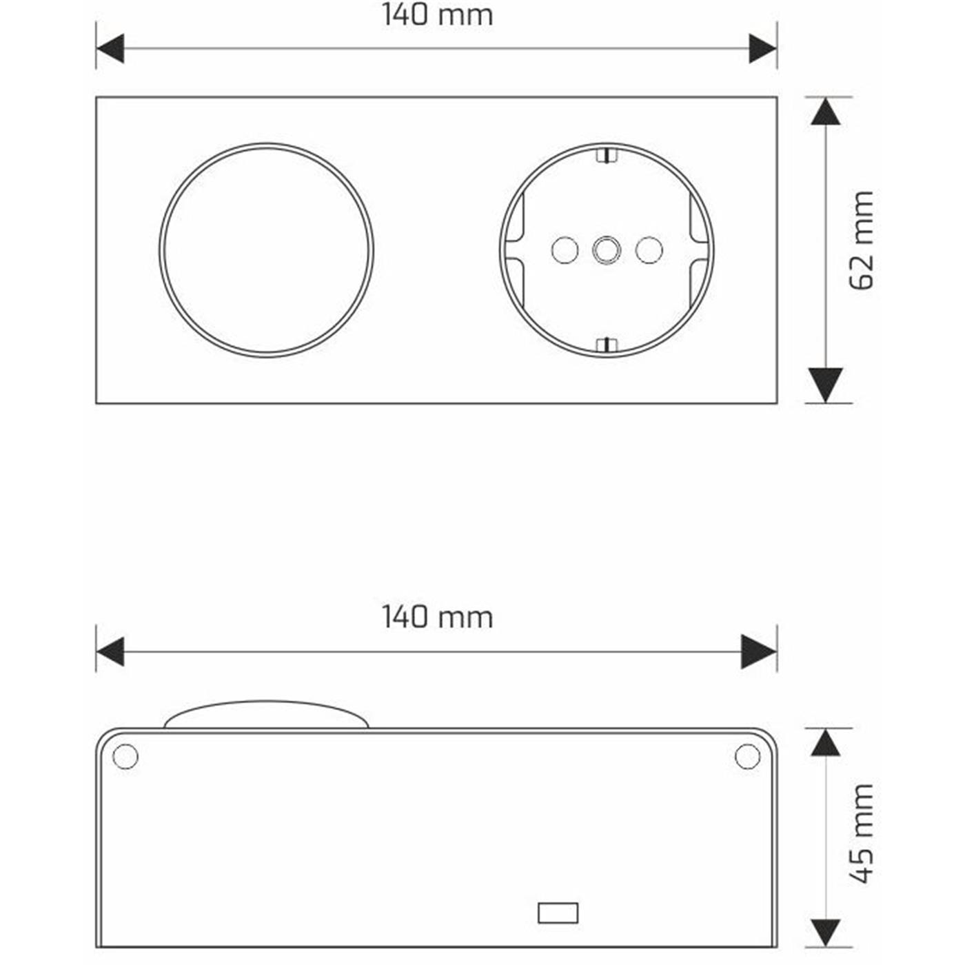 MiniBox Schalter + 1x Schuko Steckdose Tischsteckdose IP20 Aluminium