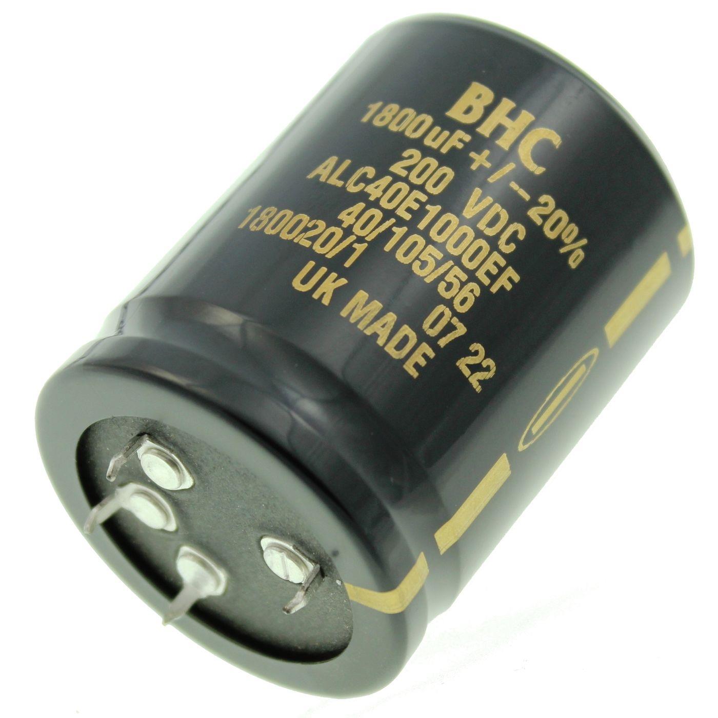 4-Pin Elko Kondensator Radial 1800µF 200V 105°C ALC40E1000EF d40x52mm 1800uF