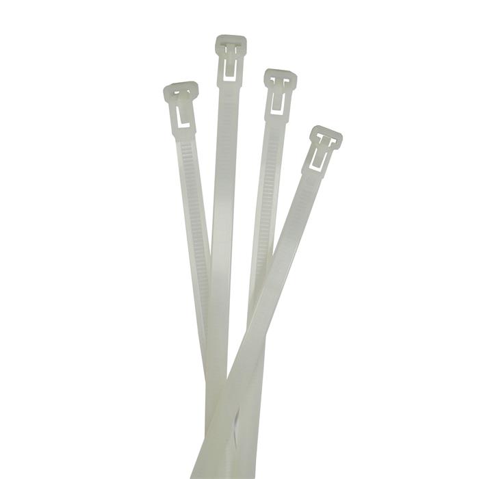 100x Kabelbinder Wiederverwendbar 250 x 7,6mm Weiß Natur 22kg PA6.6 Polyamid Industriequalität