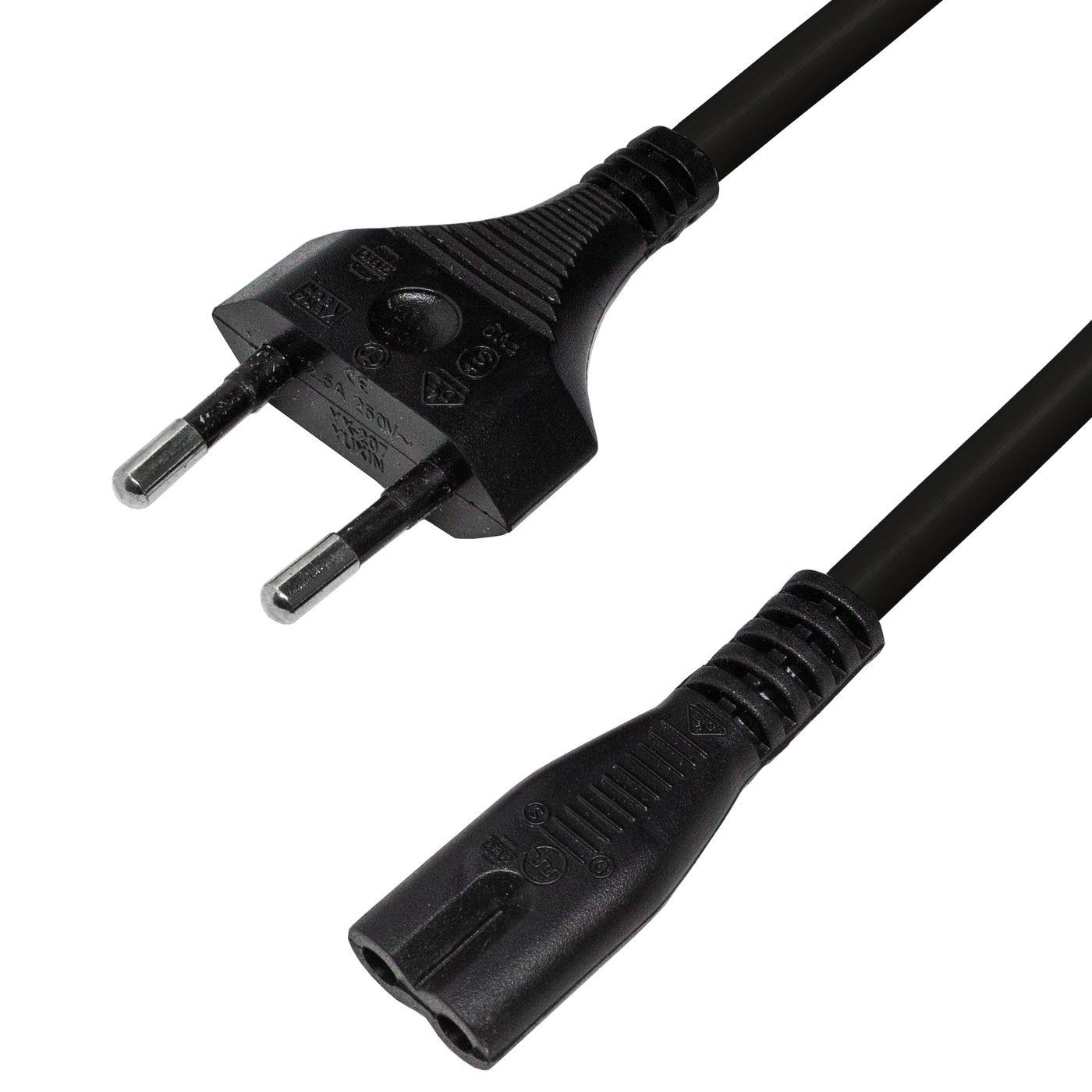 Kaltgerätekabel Netzkabel 1m C13 2-polig Euro Stecker 100cm schwarz 3x0,75mm² PVC