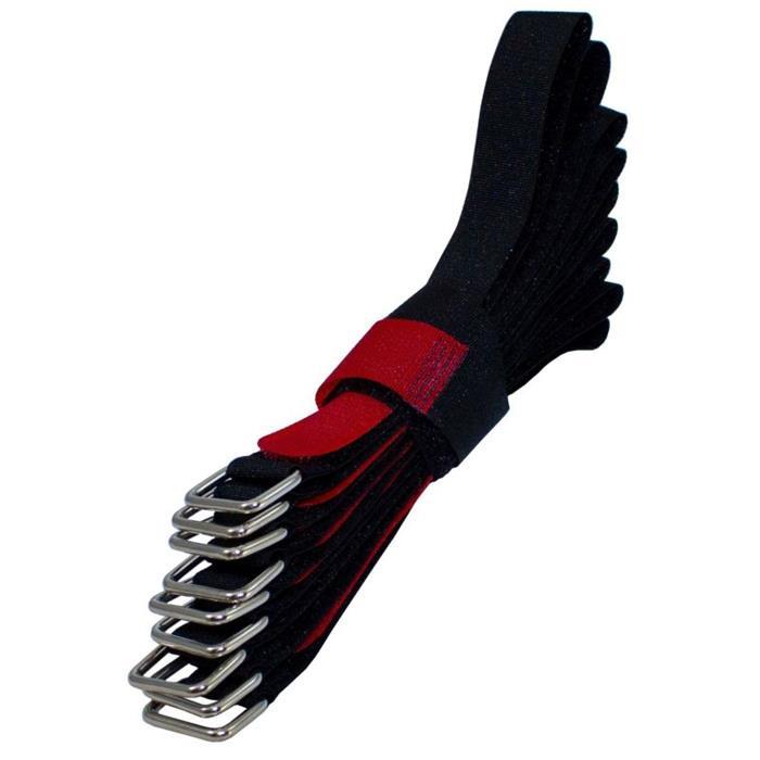 10x Hook + Loop Cable tie 300 x 20mm Black Red crossed Reusable Hook + Loop fastener