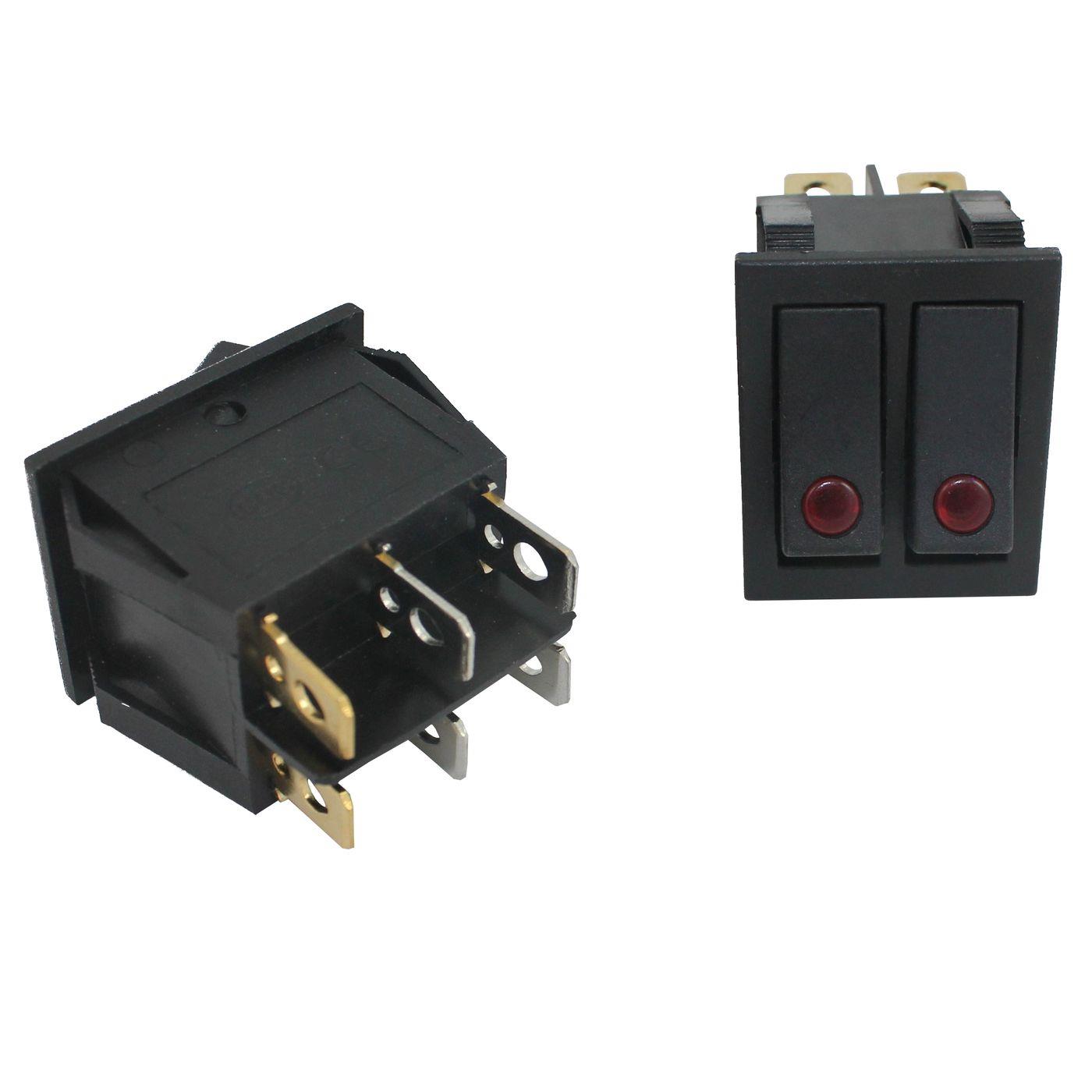 5x Off switch (2x) 2pole 250V 15A without 31x26mm Black Rocker switch