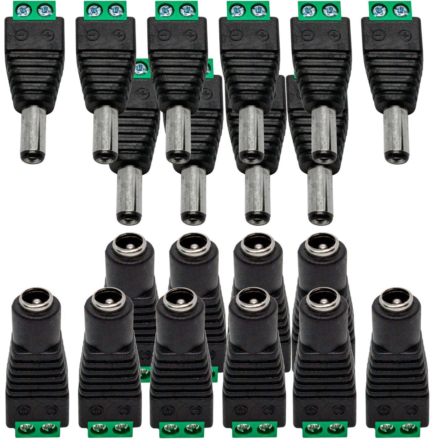 10 Paar Hohlstecker Hohlbuchse LED DC Verbinder mit Schraubklemmen 5,5/2,1mm