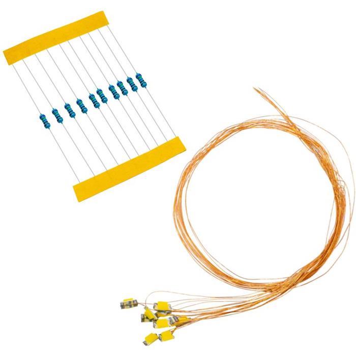10x Superbright LEDs SMD 0805 Warm White with Enamelled copper wire 20cm + 12V Series resistor