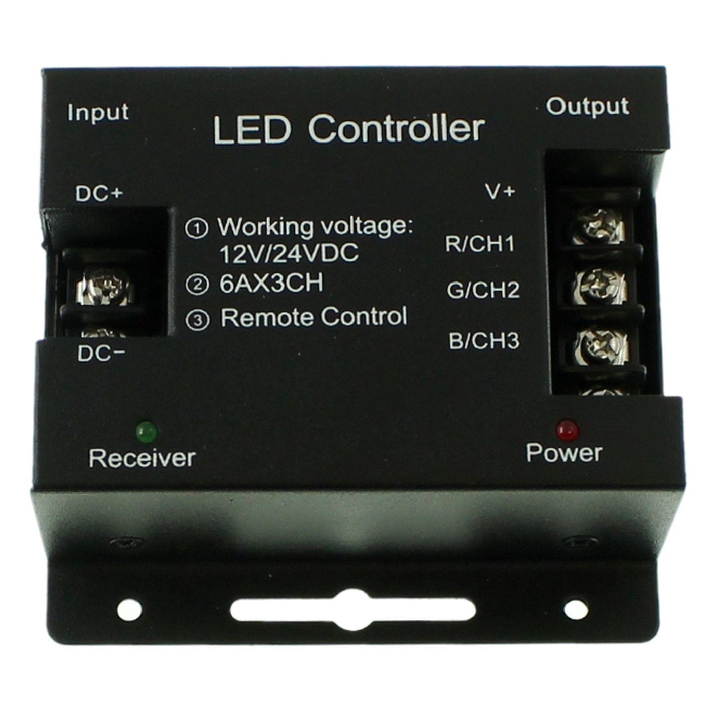 RGB LED Touch RF 6Key Controller schwarz 12...24V 144W für Farbwechsel Streifen 4-Pin