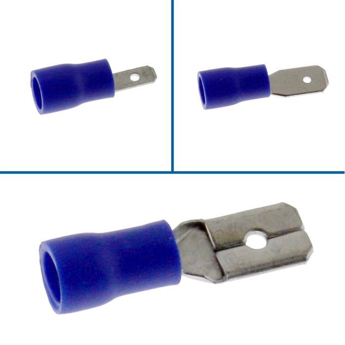25x Flachstecker teilisoliert 1,5-2,5mm² Blau Steckverbinder Messing verzinnt