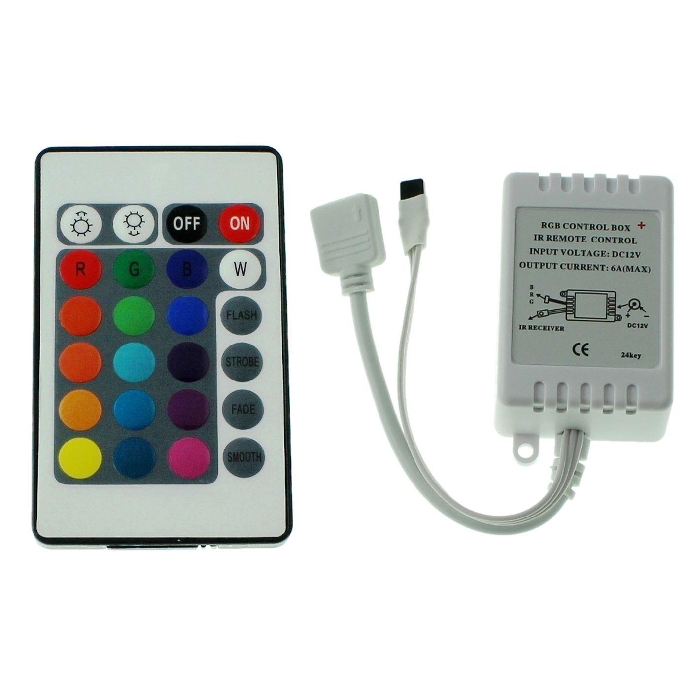 RGB LED 24Key Controller 12V 72W für Farbwechsel Streifen 4-Pin Plug + Play