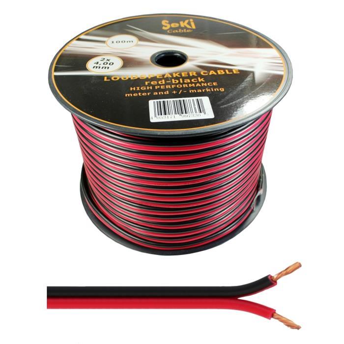 100m Speaker cables 2x 4mm² Red Black Audio cable Box housing cable
