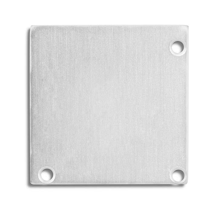 2x End cap E52 Aluminium for luminaire profile PN19 Square Silver