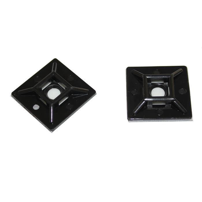 100x Adhesive socket for Cable tie 28x28mm black Self-adhesive