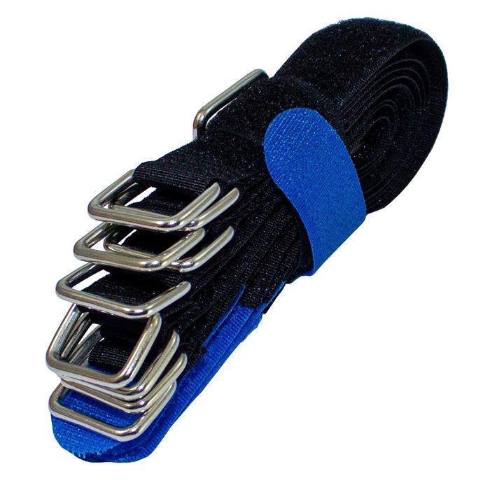10x Klett Kabelbinder 200 x 20mm Schwarz Blau gekreuzt Wiederverwendbar Klettbinder