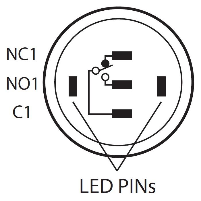 Edelstahl Druckschalter erhaben Ø19mm Ring LED Gelb IP65 2,8x0,5mm Pins 250V 3A Vandalismussicher