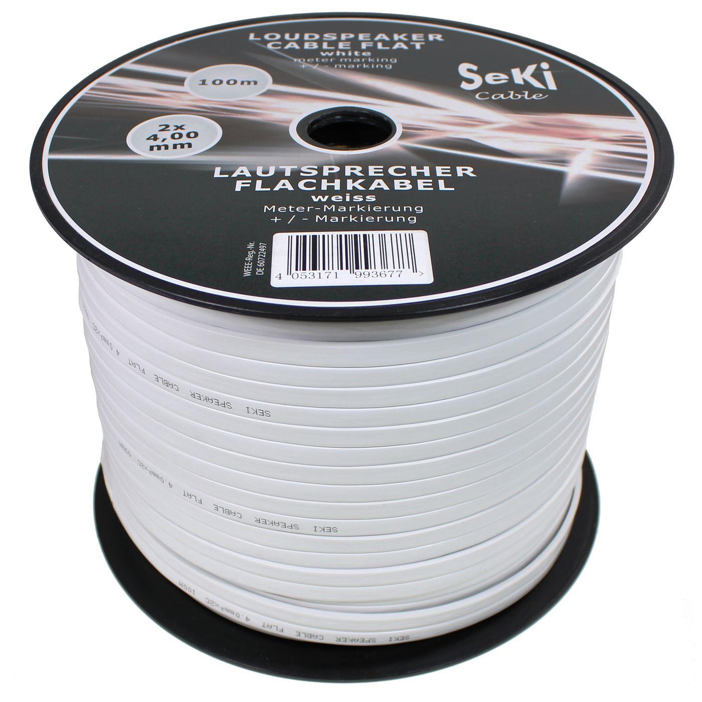 100m Lautsprecherkabel 2x 4mm² Audiokabel Boxenkabel Flachkabel 3mm