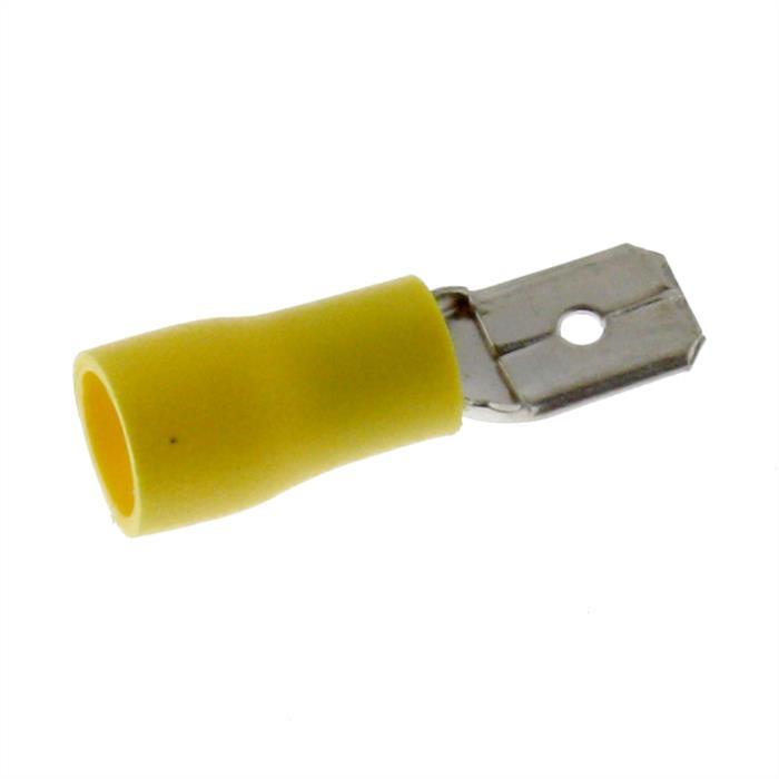 25x Flat plug partially insulated 4-6mm² Plug-in dimension 0,8x6,4mm Yellow Connectors Brass tinned