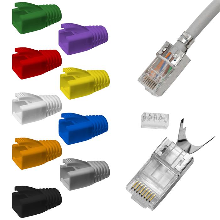 10x Network connector RJ45 Plug White CAT5 CAT6 CAT7 LAN gold plated contacts