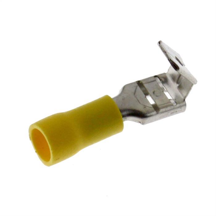 25x Flat receptacle with branch partially insulated 4-6mm² Plug-in dimension 0,8x6,4mm Yellow for flat plug Brass tinned