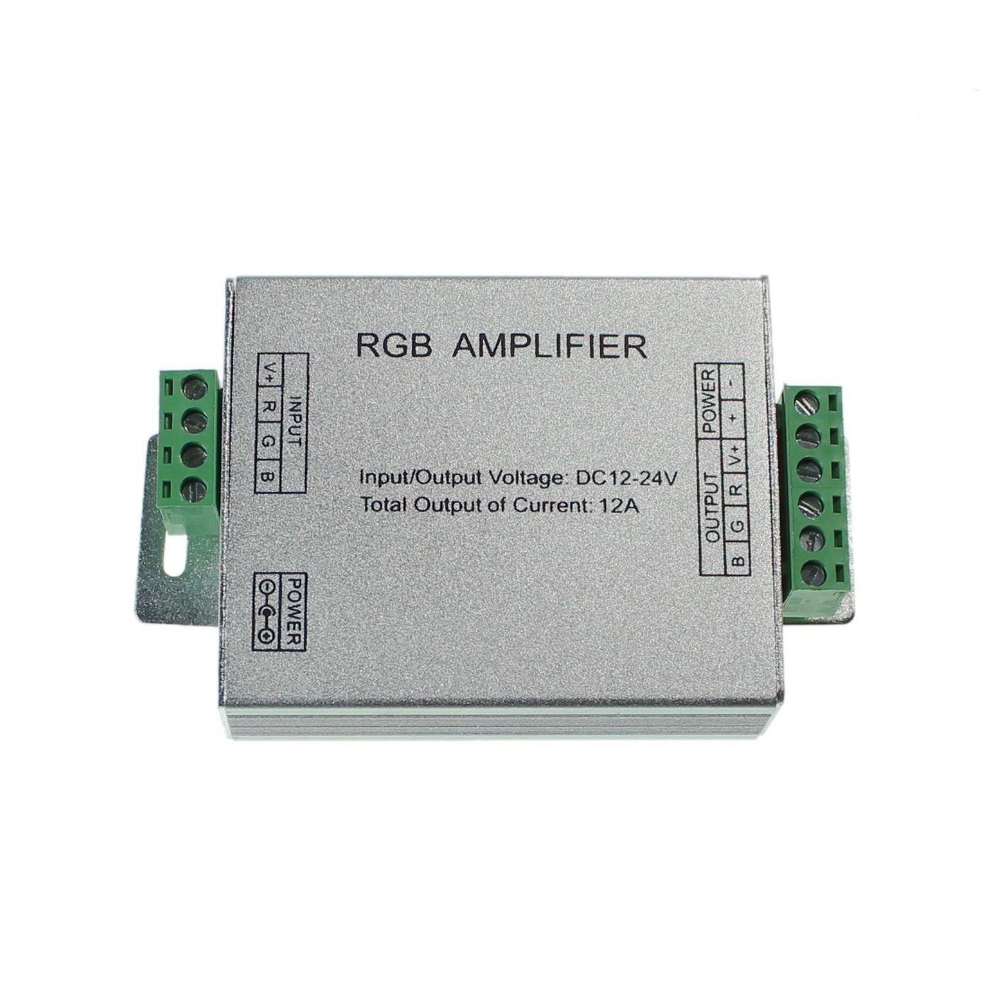 RGB LED Signal amplifier 12...24V 144W for colour changing strips 4-Pin
