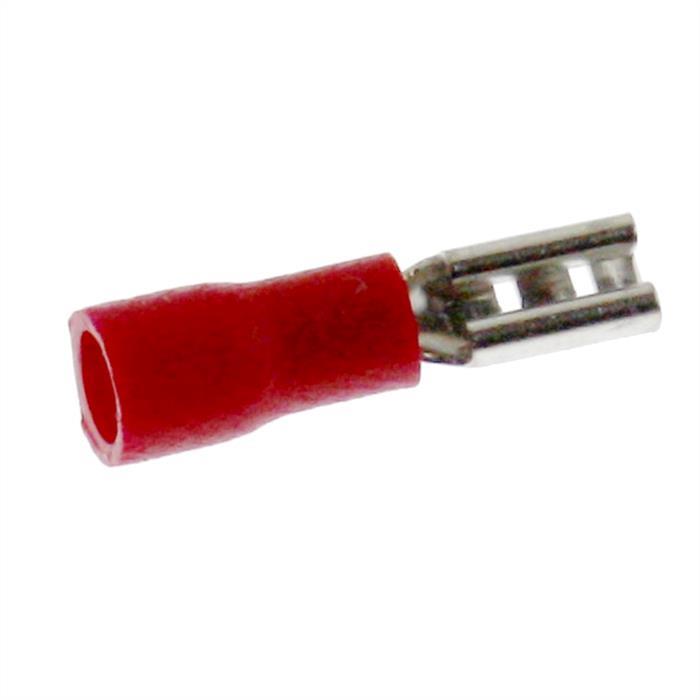 25x Flat receptacle partially insulated 0,5-1,5mm² Plug-in dimension 0,8x2,8mm Red for flat plug Brass tinned