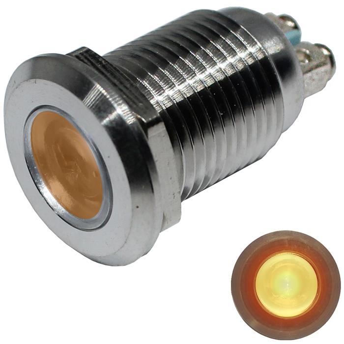 Stainless steel Control lamp V2A Signal lamp Ø16mm LED Yellow IP67 Screw Connection Ø18x25mm -25...+70°C