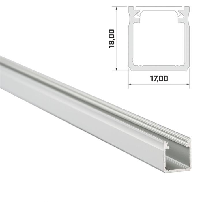 1m LED profile Y Silver 17x18mm Aluminium Mounting profile for 12mm LED strips