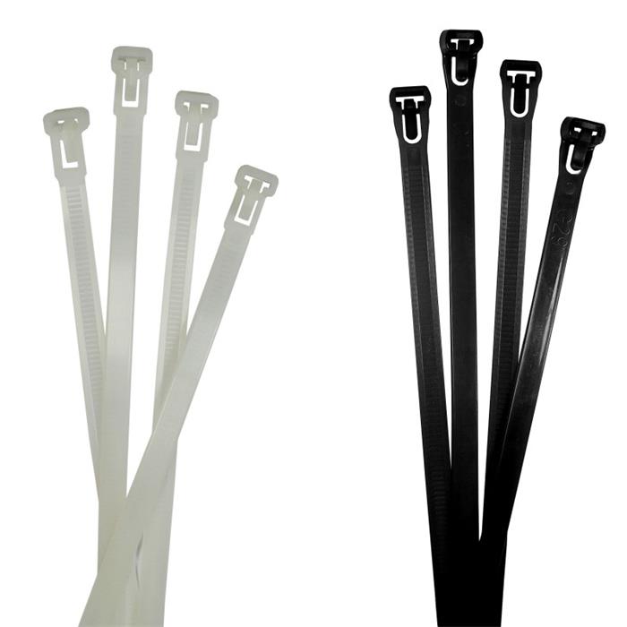 100x Cable tie Reusable 150 x 7,6mm White Natural 22kg PA6.6 Polyamide Industrial quality