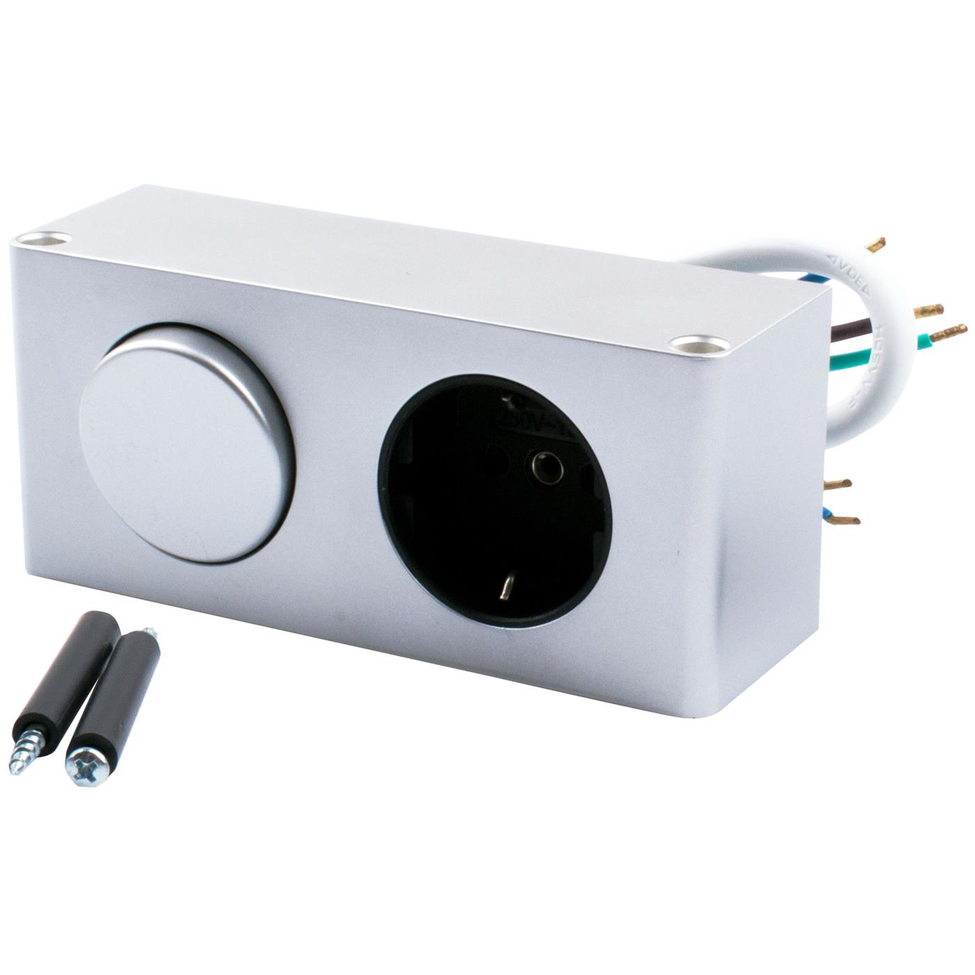 MiniBox Schalter + 1x Schuko Steckdose Tischsteckdose IP20 Aluminium