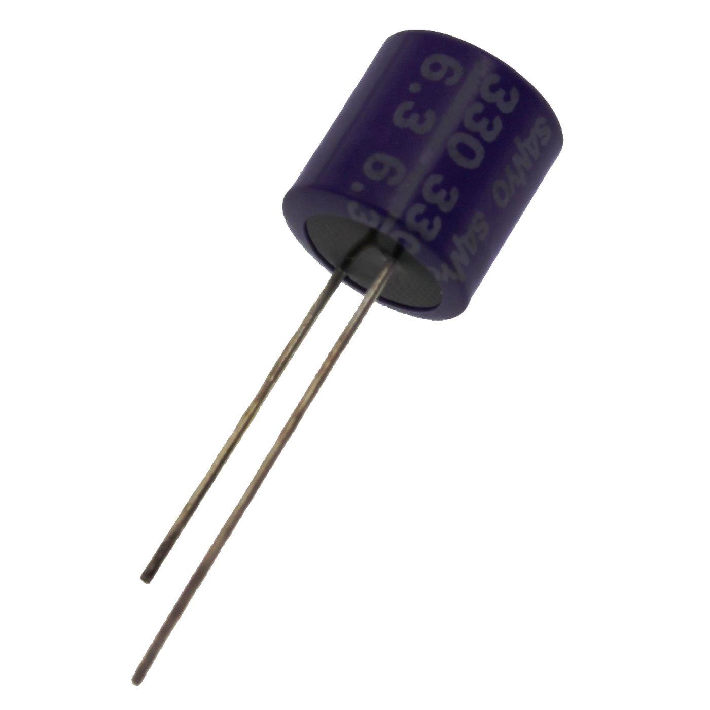 Electrolytic capacitor Radial 330µF 6,3V 105°C 6SA330M d10x10,5mm 330uF