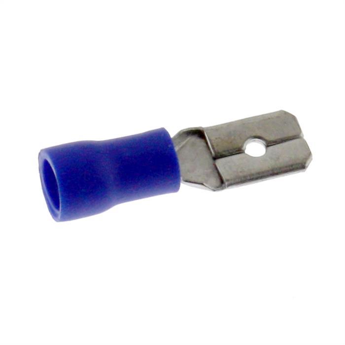 25x Flat plug partially insulated 1,5-2,5mm² Plug-in dimension 0,8x6,4mm Blue Connectors Brass tinned