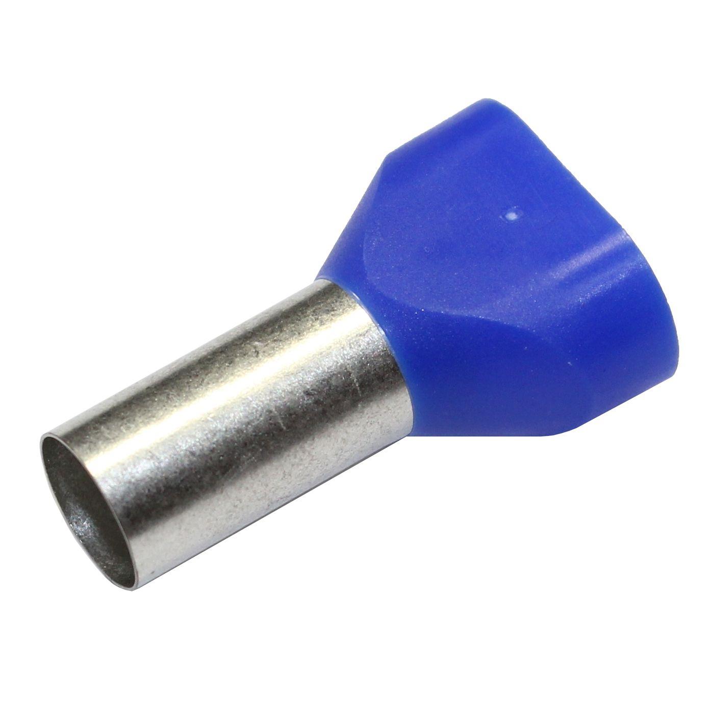 50x Twin wire end ferrule isolated 2x 16mm² Blue Copper tinned 8,3x16mm Sleeve