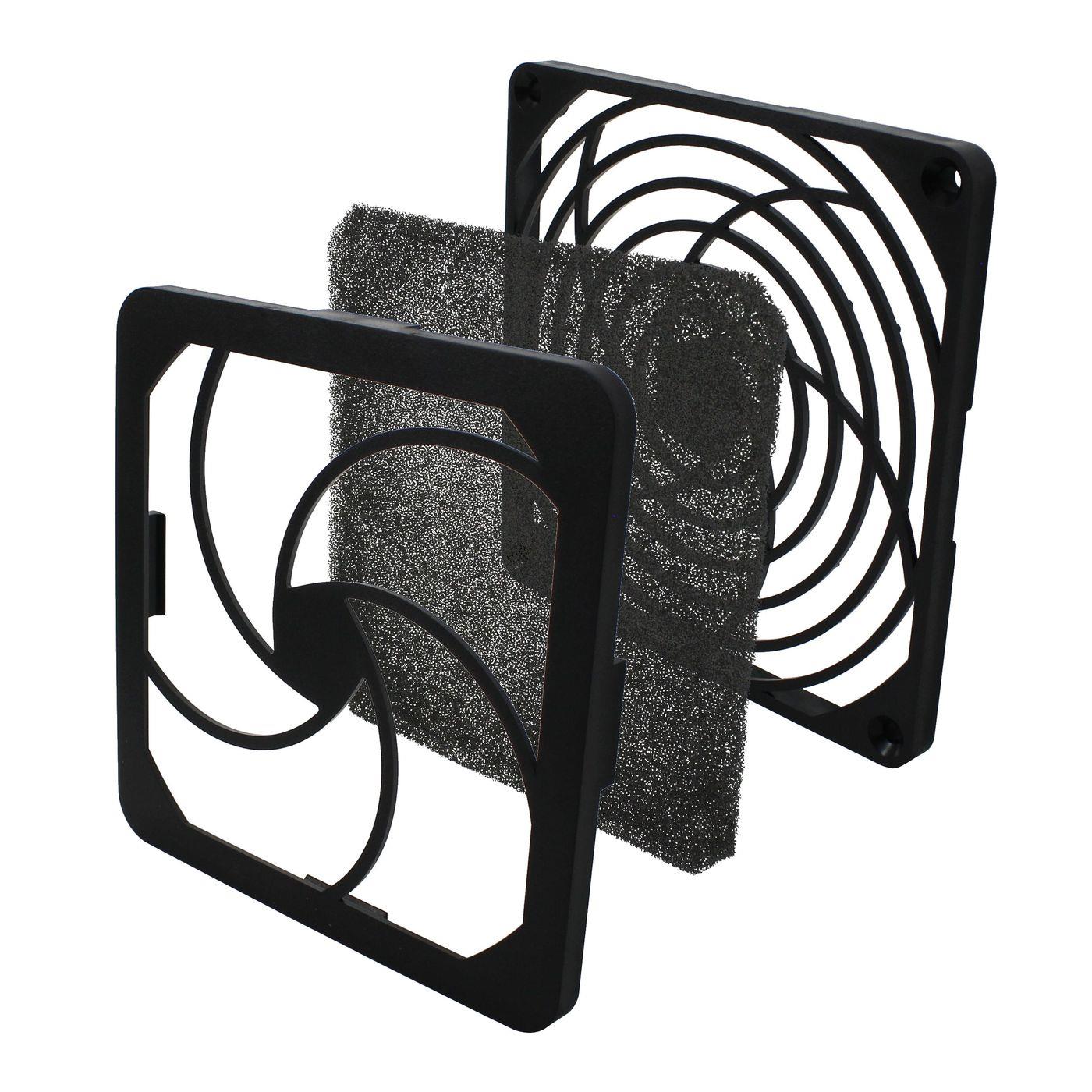 Fan grille + Dust filter 120x120mm 45ppi 3-part spin-on filter