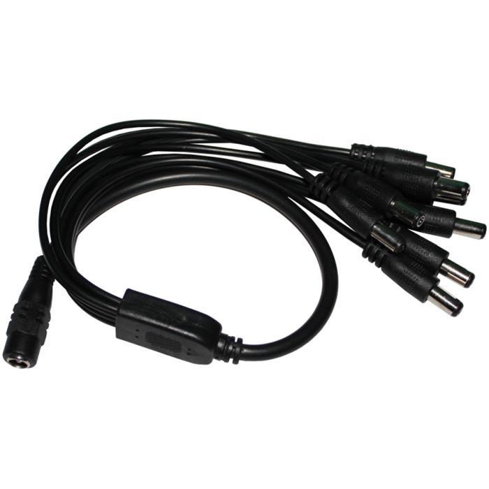 1 to 8 LED DC Distributor 40cm DC Socket -> 8x DC Plug 5,5/2,1mm Black