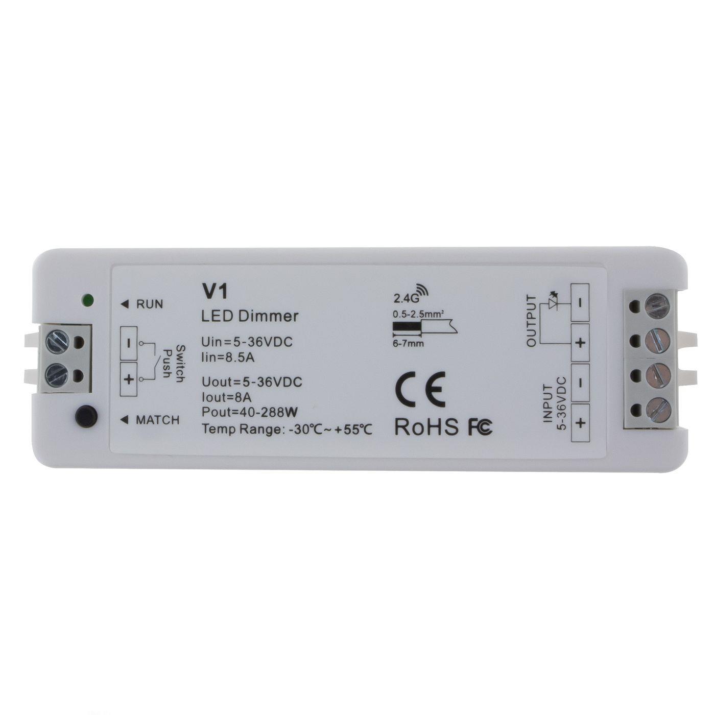 Elegance LED 4-Zone Receiver 5...36V 192W WiFi + RF 2,4GHz for single-colour LED strips 2-Pin