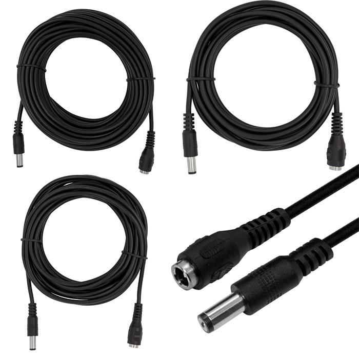 0,5m LED DC Extension cable DC Socket + DC Plug 5,5/2,1mm Black