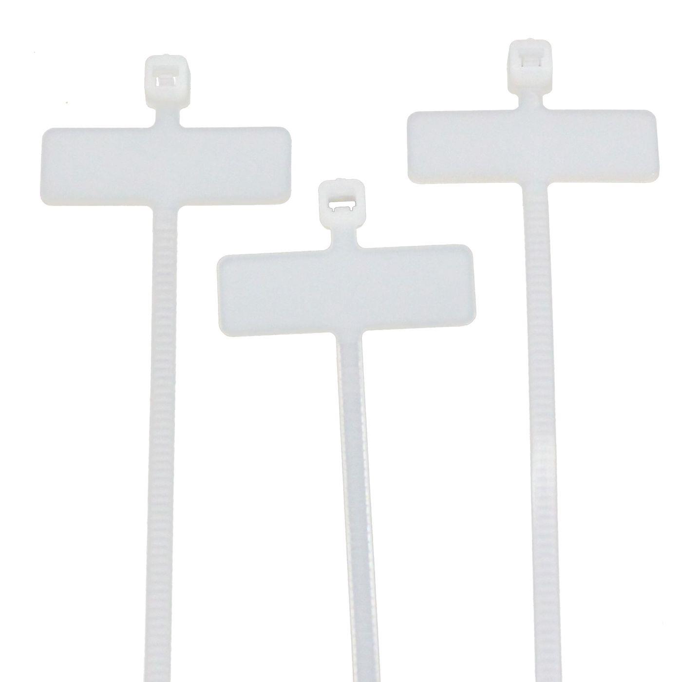 100x Cable tie with Text label 25x8mm 100 x 2,5mm White Natural 8kg PA6.6 Polyamide Industrial quality