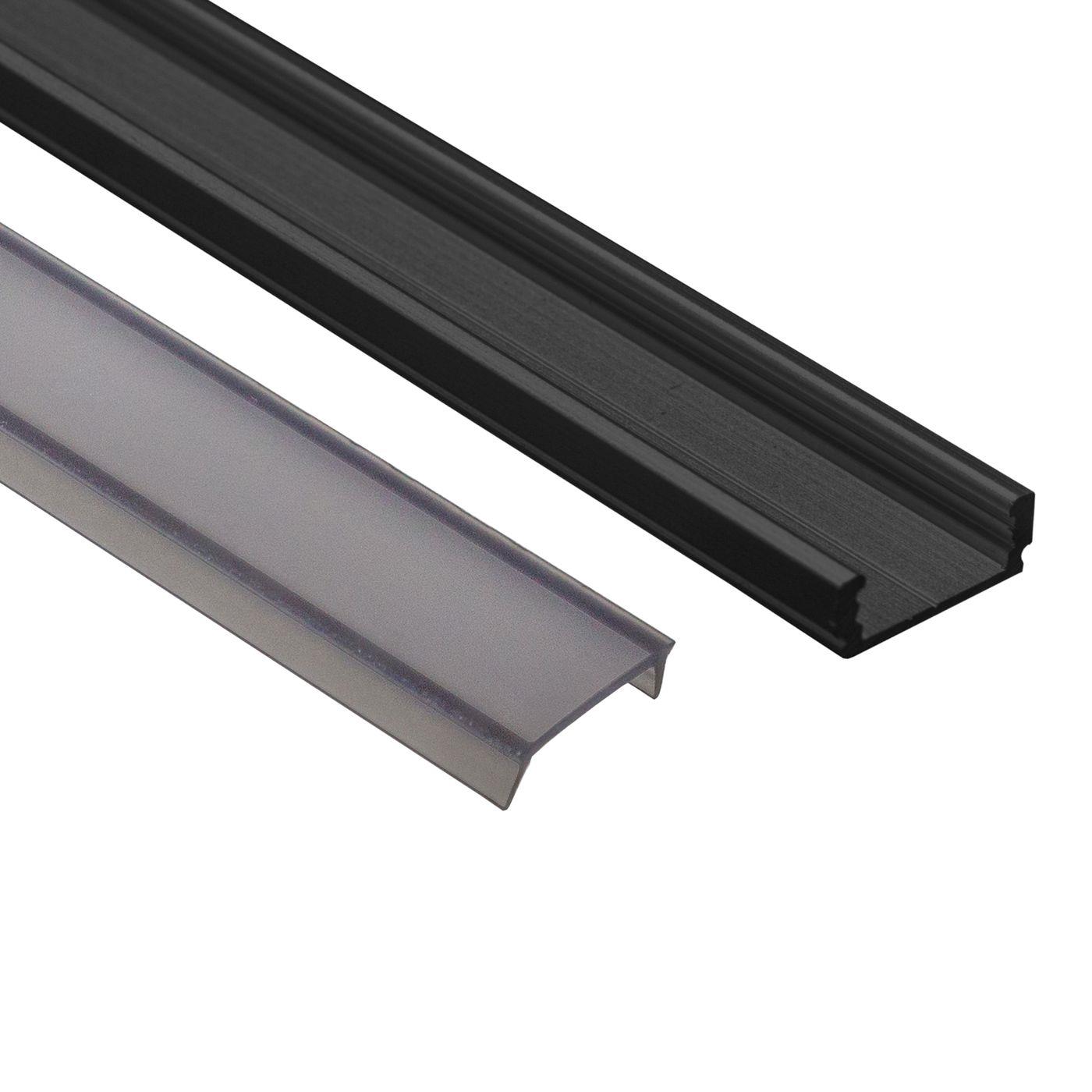 LED surface mount profile set 6m aluminum black black cover + Accessories 12mm strip