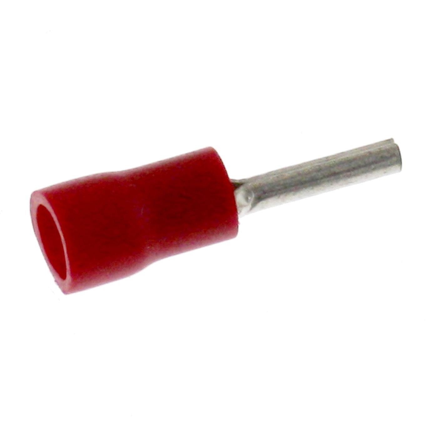 25x Stiftgabelschuh teilisoliert 0,5-1,5mm² Rot Ringzunge Kupfer verzinnt 